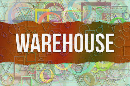 Warehouse, information technology conceptual words with colorful shapes pattern as background for web page, graphic design, catalog or wallpaper.の写真素材