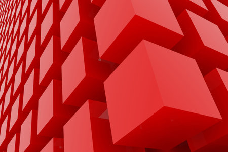 Perspective view of red color grossy cubes or boxes. Good for title, graphic design, catalog,...