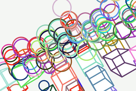 Abstract conceptual ellipse and square box pattern