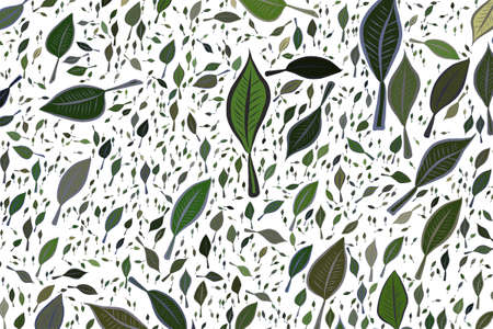 Shape of leaves drawing, abstract background pattern. No overlapping. Vector illustration graphic.のイラスト素材