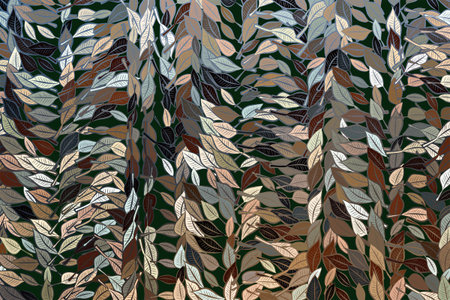 Modern geometrical leaves drawing background pattern abstract. Style of mosaic or tile. Vector...