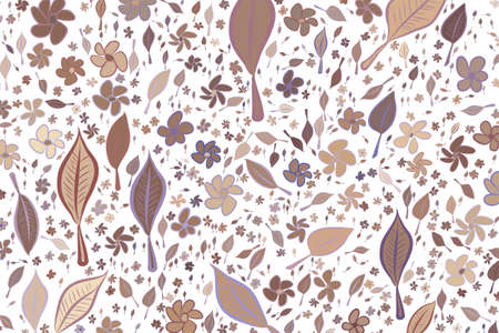 Abstract leaves & flowers illustrations background pattern. Vector graphic.のイラスト素材