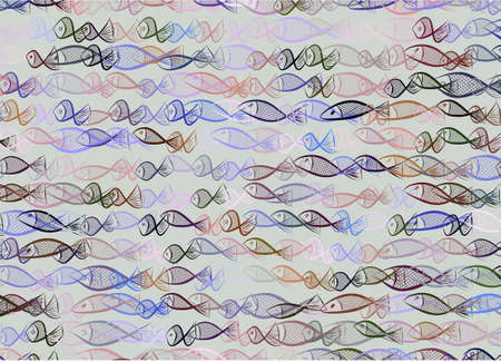 Abstract fish illustrations background pattern vector graphic.のイラスト素材