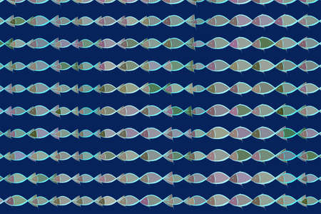 Colorful fish illustrations background, hand drawn vector graphic.のイラスト素材