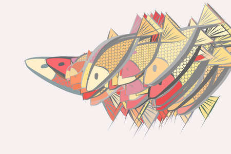 Illustrations of fish. Good for web page, wallpaper, graphic design, catalog, texture or background vector graphic.のイラスト素材