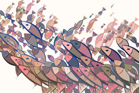 Abstract fish illustrations background pattern vector graphic.のイラスト素材