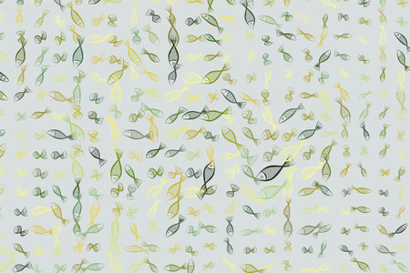 Color fish illustrations background, hand drawn vector graphic.