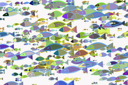 Abstract illustrations of fish, conceptual pattern. Good for design background vector graphic.