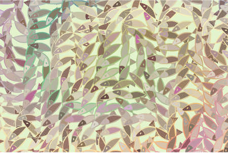 Colorful fish illustrations background, hand drawn vector graphic.のイラスト素材