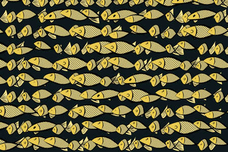 Abstract illustrations of fish, conceptual pattern. Good for design background vector graphic.のイラスト素材