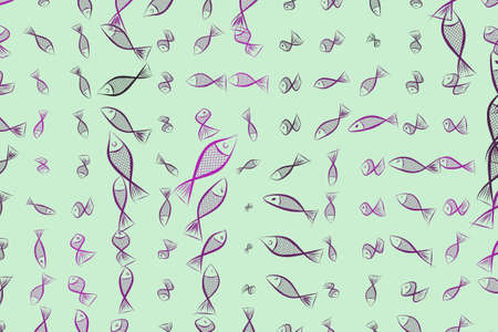 Illustrations of fish. Good for web page, wallpaper, graphic design, texture or background. Vector graphic.のイラスト素材