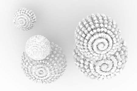 Spheres from squares, modern style soft white & gray background. Good for title, graphic design,...
