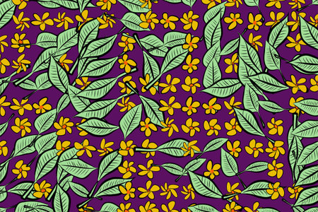 Abstract leaves & flowers illustrations background pattern. Vector graphic.のイラスト素材