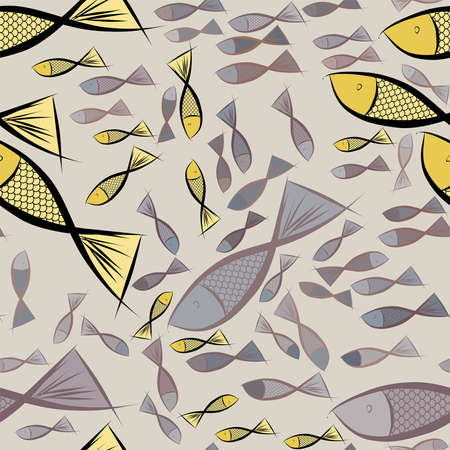 Seamless abstract illustrations of fish, conceptual. Good for design background. Cartoon style vector graphic.のイラスト素材