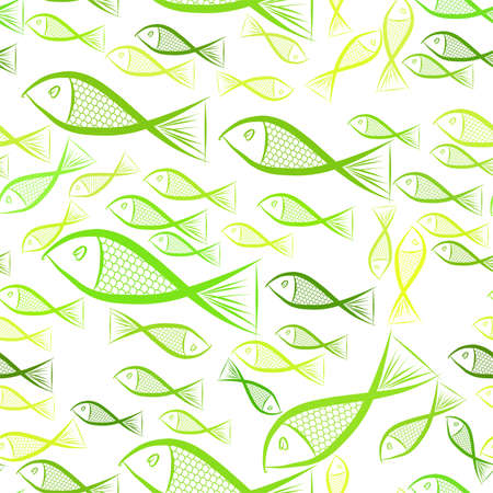 Seamless illustrations of fish. Good for web page, wallpaper, graphic design, catalog, texture or background. Cartoon style vector graphic.のイラスト素材