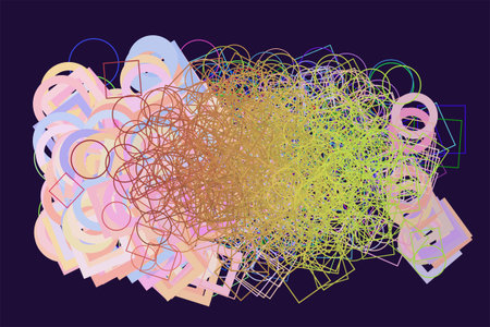 Color abstract ellipse & square box pattern generative art background. Vector illustration graphic.