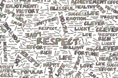 Abstract illustrations of positive emotion word cloud, conceptual. Good for design background. Vector graphic.のイラスト素材