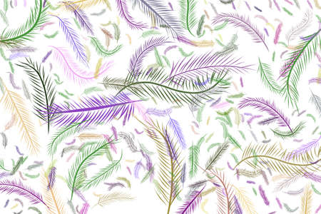 The feather illustrations background abstract, hand drawn. Cartoon style vector graphic.のイラスト素材