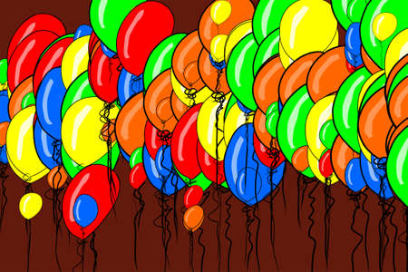 Illustrations of flying balloons. Good for web page, wallpaper, graphic design, catalog, texture or background. Cartoon style vector graphic.のイラスト素材