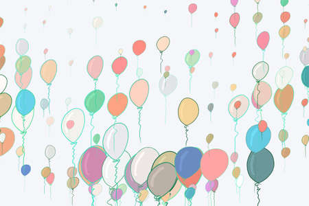 Illustrations of flying balloons. Good for web page, wallpaper, graphic design, catalog, texture or background. Cartoon style vector graphic.のイラスト素材