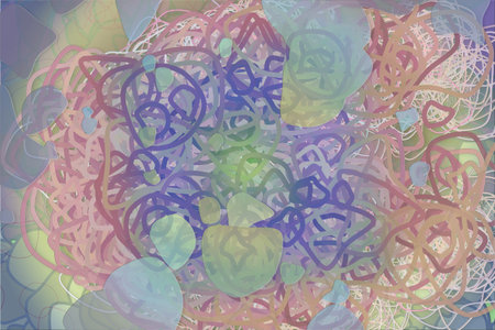 Color abstract pattern, generative blended messy shapes, art background.