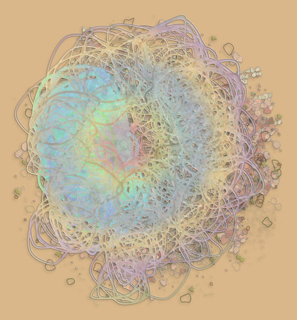 Color abstract pattern, generative blended messy shapes, art background.