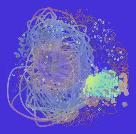 Abstract conceptual geometric blended messy shapes background. Good for web page, graphic design,...