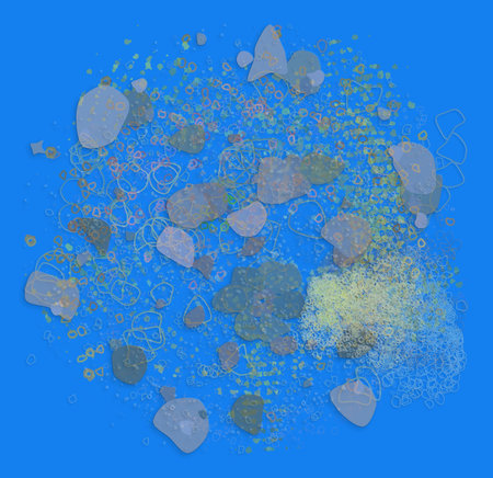 Color abstract pattern, generative blended messy shapes, art background.