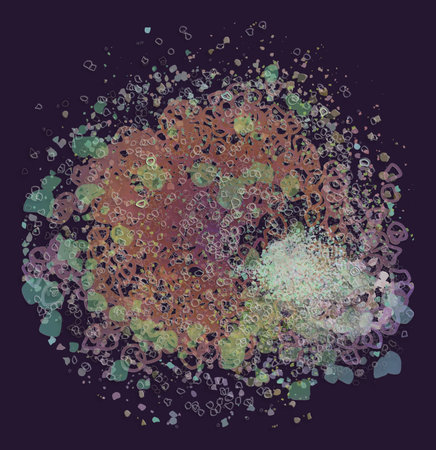 Color abstract pattern, generative blended messy shapes, art background.