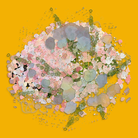 Abstract conceptual geometric blended messy shapes background. Good for web page, graphic design,...