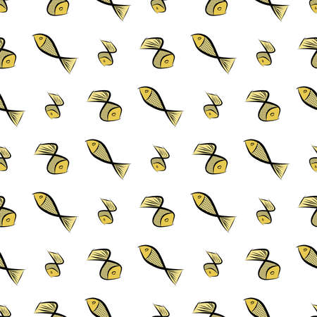 Seamless illustrations of fish. Good for web page, wallpaper, graphic design, catalog, texture or background. Cartoon style vector graphic.のイラスト素材