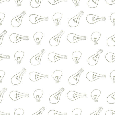 Seamless abstract light bulb illustrations background. Cartoon style vector graphic.のイラスト素材