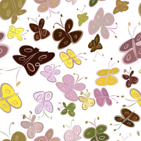 Seamless abstract illustrations of butterfly, conceptual. Good for design background. Cartoon style vector graphic.のイラスト素材