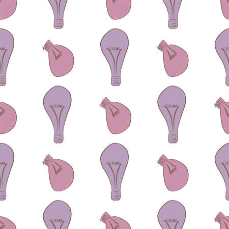 Seamless abstract illustrations of light bulb, conceptual. Good for design background. Cartoon style vector graphic.のイラスト素材