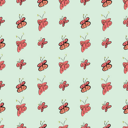 Seamless abstract illustrations of butterfly, conceptual. Good for design background. Cartoon style vector graphic.のイラスト素材