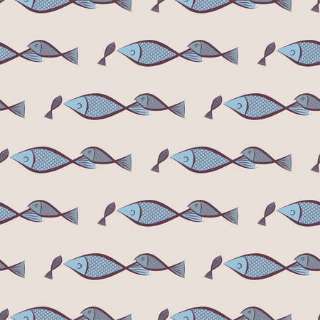 Seamless abstract illustrations of fish, conceptual. Good for design background. Cartoon style vector graphic.のイラスト素材
