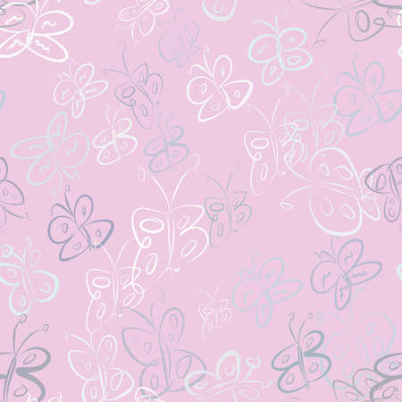 Seamless butterfly illustrations background abstract, hand drawn. Cartoon style vector graphic.のイラスト素材
