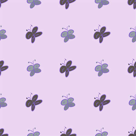 Seamless decorative hand drawn butterfly art illustrations. Good for design texture & background. Cartoon style vector graphic.のイラスト素材