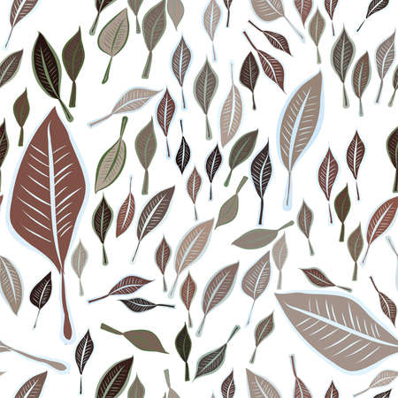 Seamless abstract leaves illustrations background. Cartoon style vector graphic.のイラスト素材
