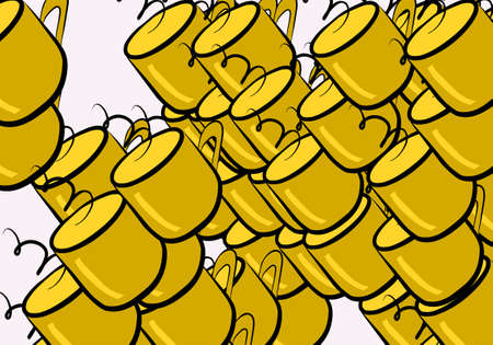Coffee cup illustrations background abstract, hand drawn. Cartoon style vector graphic.のイラスト素材