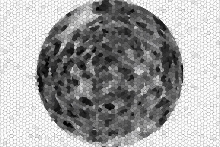 Artistic black and white B&W grunge, rough or retro circle or sphere type overlay filter effect background abstract.の写真素材