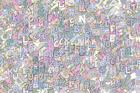 Abstract background with alphabets letters. Cartoon style vector.