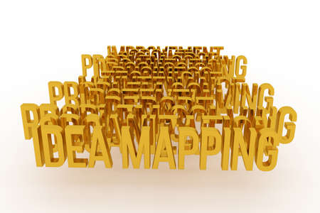 Idea mapping, business conceptual golden 3D words. background cgi typography, good for design texture.の写真素材
