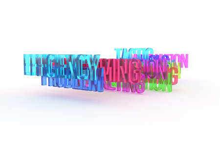 Efficiency, business conceptual colorful 3D words. abstract cgi typography. Good for web page, wallpaper, graphic design, catalog, texture or background.の写真素材