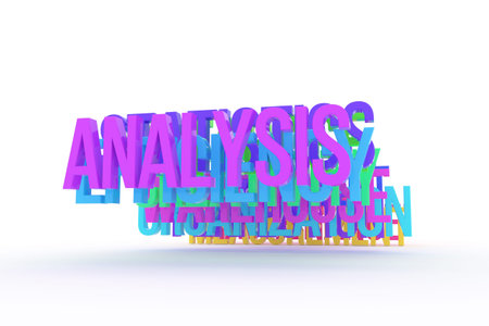 Analysis, business conceptual colorful 3D words. background cgi typography, good for design texture.