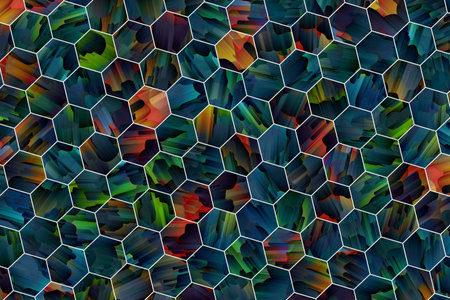 Background or backdrop, hexagon strip colorful pattern, good for design texture.