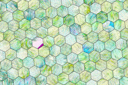 Abstract hexagon strip generative art background.
