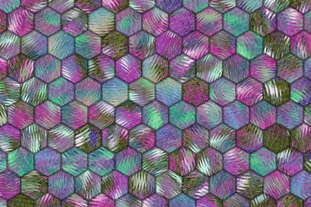 Abstract colorful pattern hexagon strip, artistic for graphic design, catalog, textile or texture printing & background.の写真素材