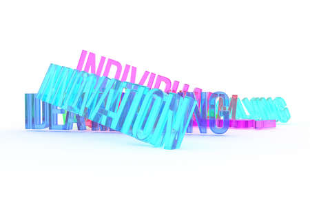 Innovation, business conceptual colorful 3D rendered words. Decorative, illustrations CGI typography. Good for design texture, background.の写真素材