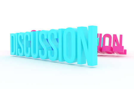 Discussion, business conceptual colorful 3D rendered words. Good for web page, wallpaper, graphic design, catalog, texture or background.の写真素材